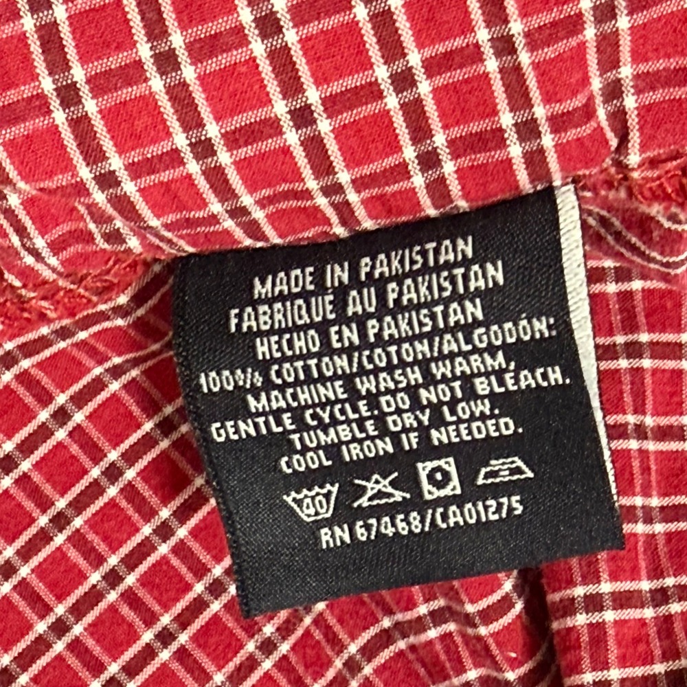 Nautica Queen Size Tattersal Red White Plaid 100% Cotton Bed Skirt 15" Drop - Picture 4 of 9